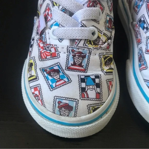 Vans X Where Is Waldo? Postage Era Elastic Lace Sneakers, Size 4.5 Toddler - Picture 2 of 10